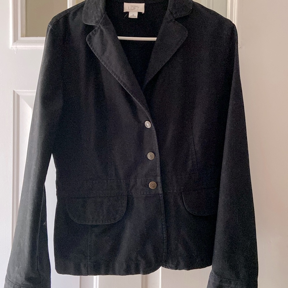 Vintage Ann Taylor Loft 100% Cotton Jacket sz 12 black